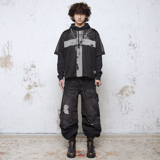 Áo lưới - KMC "RAGE" BLACK MESH BOXY T-SHIRT
