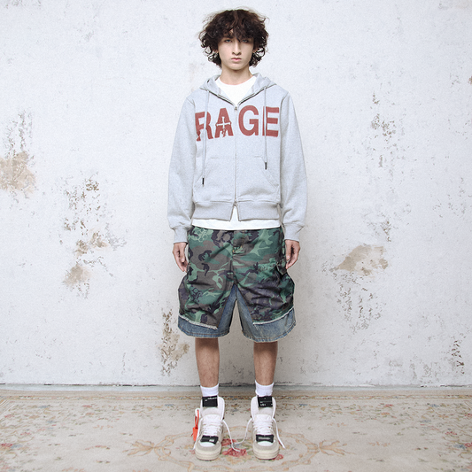 Áo Hoodie KMC “RAGE” Grey 2 Way Zipper